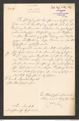 k.k. naturhistorisches Hofmuseum, Intendanzakten 1885-1896 (Hauer), Aktenzahl Z.514/1889, Seite 1